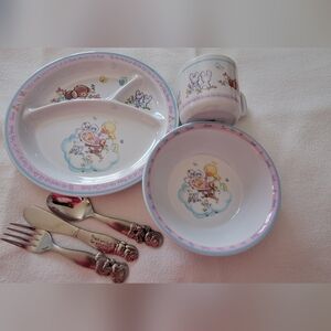 Vintage 1987 Precious Moments Melamine Childrens Dining Set 6 Piece set